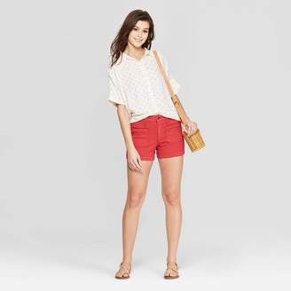 Universal Thread Women's High-Rise Cuffed Jean Shorts Red