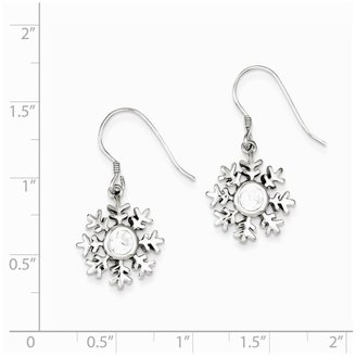 jewelryPot Sterling Silver Rhodium Plated Synthetic CZ Snowflake Dangle Earrings. (1.2IN x 0.5IN )