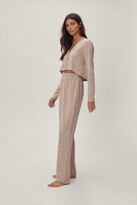 Thumbnail for your product : Nasty Gal Womens Brushed Marl Cardigan And Trouser Lounge Set - Beige - 10