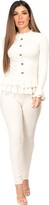 Thumbnail for your product : Lexi Fashion Womens Ladies Gold Button Loungewear Suit 2 Pc Frill Peplum Hem Ruffle Stretch Ribbed Fine Knit Long Sleeve Tracksuit Co Ord Set Sky Blue UK Size 6/8