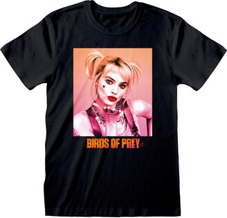 Popgear DC Birds of Prey Harley Quinn Gradient Women's Boyfriend Fit T-Shirt Black L | S-XXL Batman Character Baggy Loose Oversized Top Birthday Gift Idea for Ladies for Home or Gym