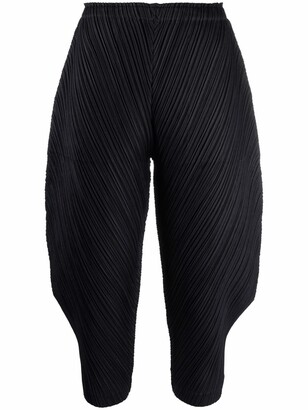 Pleats Please Issey Miyake Cropped Plisse-Effect Trousers