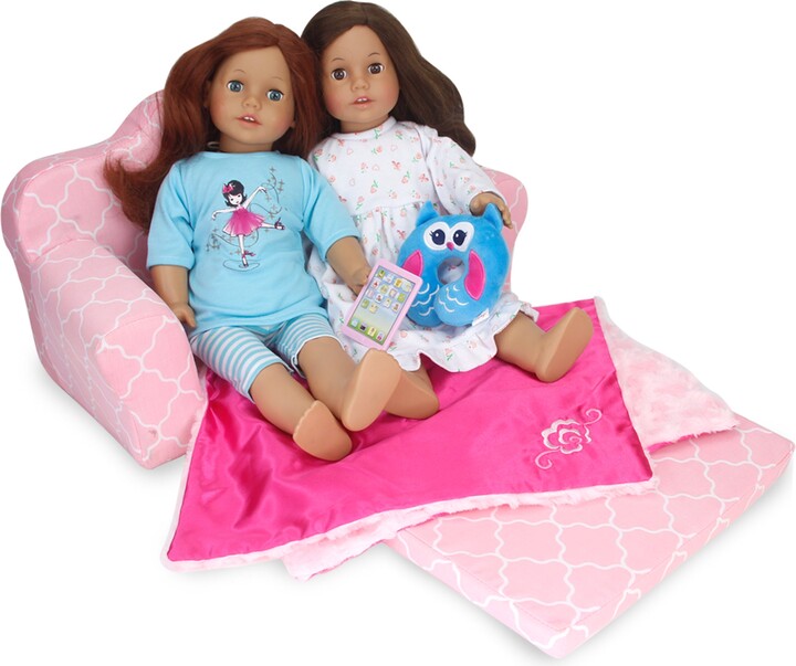 Teamson Sophia's 2in1 Plush PullOut Sofa Bed for Two 18'' Dolls, Pink ShopStyle