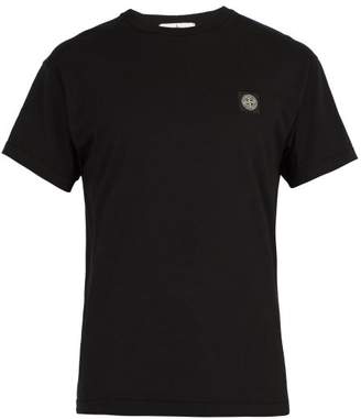 Stone Island Logo Patch Cotton T Shirt - Mens - Black