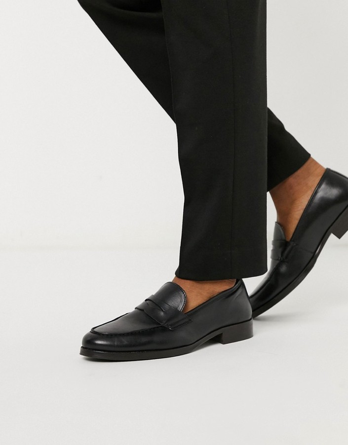 asos black leather loafers