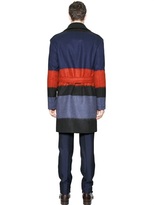 Thumbnail for your product : Ferragamo Maxi Striped Belted Brushed Wool Coat