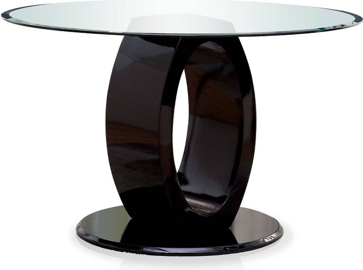 Spearelton Oval Pedestal round Dining Table Black HOMES Inside + Out