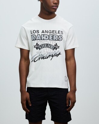 Mitchell & Ness Men's White Printed T-Shirts - NFL Vintage Super Bowl Tee - Los Angeles Raiders