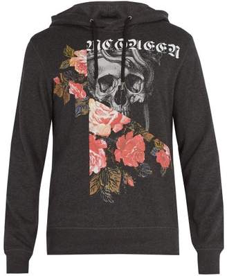 Alexander McQueen Patchwork Skull Printed Cotton Hooded Sweatshirt - Mens - Dark Grey