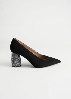 And other stories Embellished Heel Pointed Suede Pumps