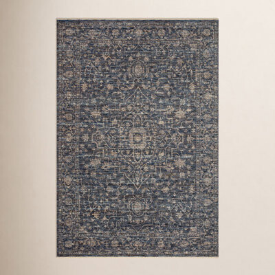 Loloi Rugs Sorrento Oriental Machine Made Power Loom Polyester Area Rug in Blue