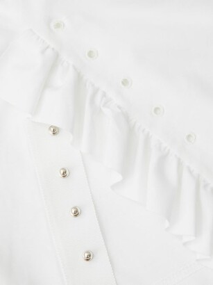 Noir Kei Ninomiya Ruffle-trim Cotton-jersey T-shirt - White