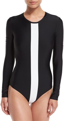 Cover UPF 50 Long-Sleeve Two-Tone One Piece, Black/White