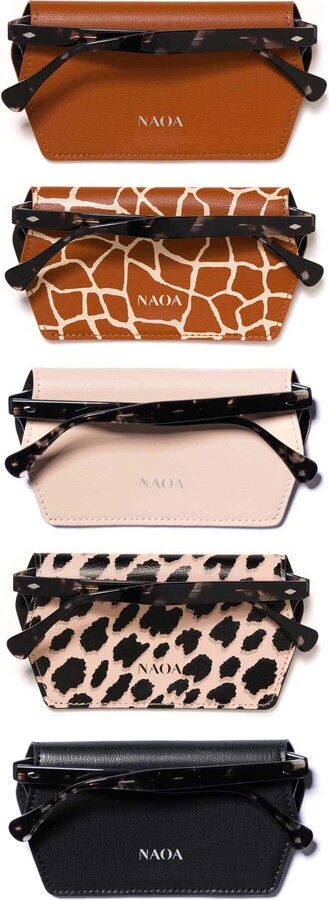 Naoa Black / Brown Family Five Pack Apple-Leather Slim Glasses Case Plain