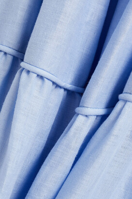 Costarellos Gathered Linen And Cotton-blend Maxi Skirt