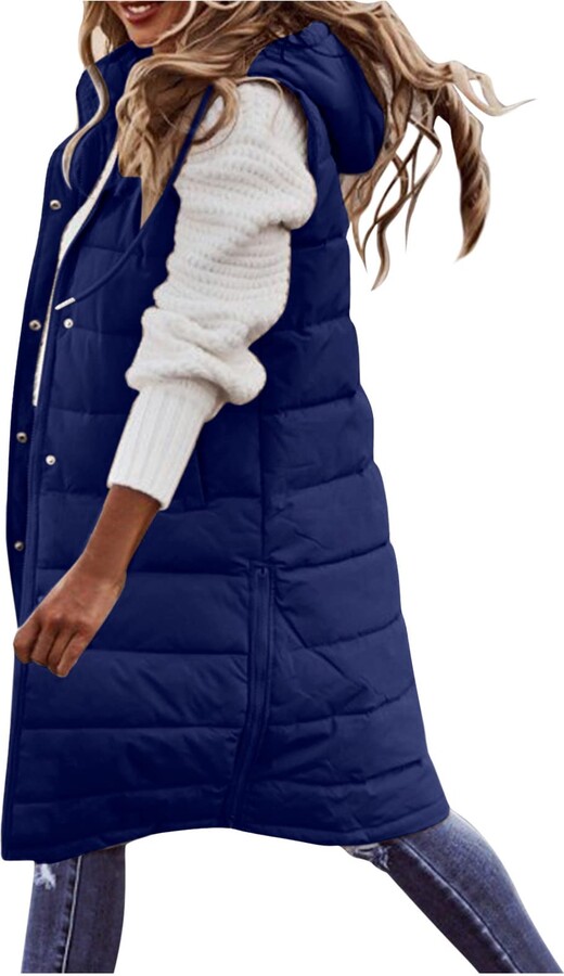 Long Puffer Gilet Women Clearance, Winter Lightweight Padded Puffy Gilet  Womens Sleveless Full Zipper Hooded Vest Thickened Warm Windbreakers with  Pockets Ladies Quilted Jackets Body Warmer : : Fashion
