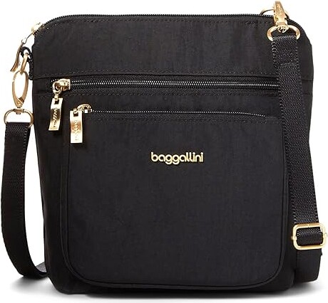 Baggallini Modern Pocket Crossbody Cross Body Women's Handbags Black/Gold Hardware, Nylon/Polyester