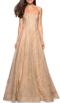 Thumbnail for your product : La Femme Beaded Strapless Sweetheart A-Line Gown
