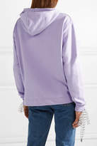 Thumbnail for your product : House of Holland Flocked Tulle-trimmed Ruffled Cotton-jersey Hooded Top - Lavender