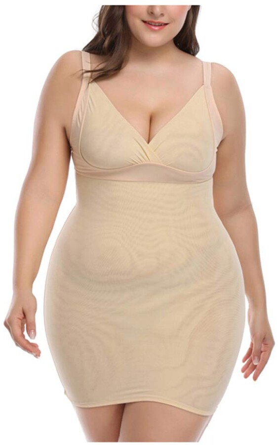 Joyshaper Full Slips for Women Under Dress Slip Plus Size Shaping Full Slip Smoother Slimming Camisole Sleepwear Underwear 