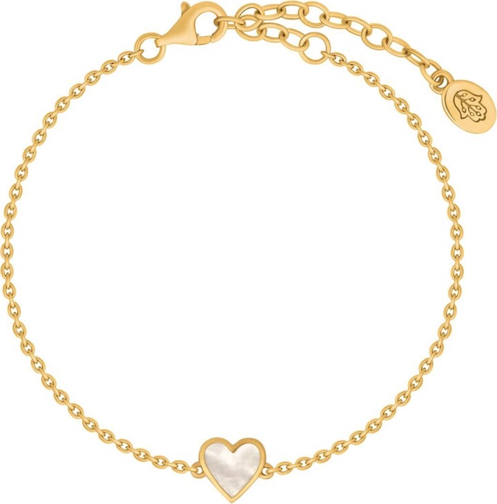 Karma And Luck Harmonious Spirit Mother of Pearl Gold Heart Bracelet - Gold/White