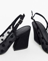 Thumbnail for your product : ASOS DESIGN Sukie slingback heels in black polka dot