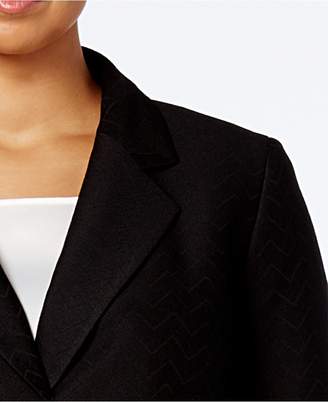 Le Suit Plus Size Two-Button Jacquard Pantsuit