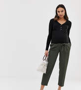Thumbnail for your product : New Look Maternity tie waist pants in mid green