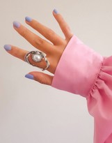 Thumbnail for your product : Topshop abstract cut out ring with pearl in silver