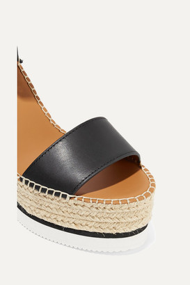 See by Chloe Leather Espadrille Wedge Sandals - Black
