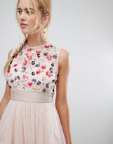 Thumbnail for your product : Lace & Beads 3D embellished mini dress in nude