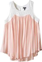 Thumbnail for your product : Ikks Sleeveless Swing Top Blouse in Crinkled Fabric with White Crocheted Top (Little Kids/Big Kids)