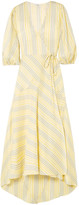 Thumbnail for your product : Ganni Striped Silk Midi Wrap Dress