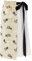 Thumbnail for your product : Erdem Elfrida Floral-embroidered Satin And Voile Skirt - Ivory Multi