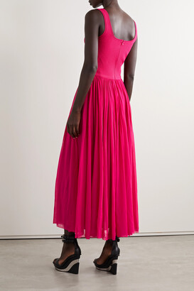 Alexander McQueen Chiffon And Ribbed-knit Midi Dress - Pink