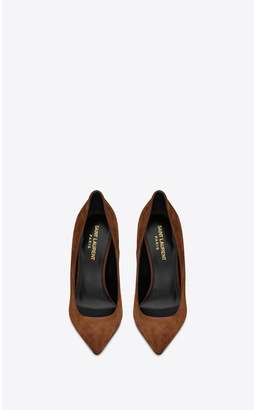 Saint Laurent Opyum Pumps In Suede With Officer Gold-Tone Heel