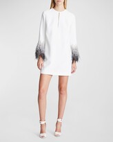 Thumbnail for your product : Halston Kendall Keyhole Feather-Cuff Crepe Mini Dress