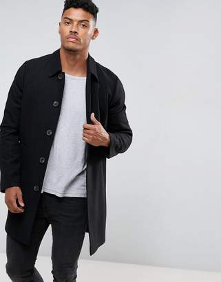 ASOS Design Wool Mix Trench Coat In Black