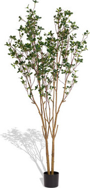 4CASA INTERNATIONAL Faux Black Olive Tree, 160cm Tall Artificial Indoor Tree with Natural Trunk and Realistic Leaves for Home or Office Decor, 1pc/set