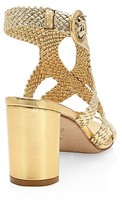 Thumbnail for your product : Stuart Weitzman Vicky Woven Metallic Leather Sandals