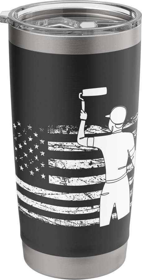 Dedicated Painters and Artistic Expression Lovers Patriotic Painter USA Flag Art Vision Stainless Steel Insulated Tumbler