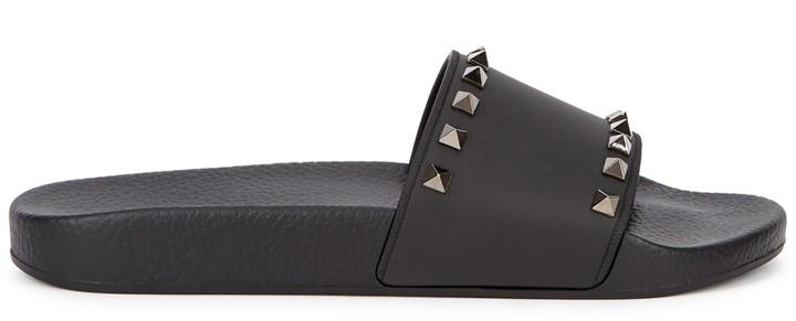 womens black valentino sliders