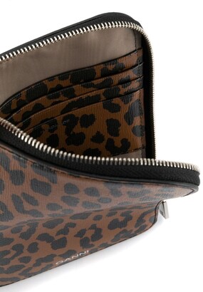 Ganni Leopard-Brown On-Strap Wallet