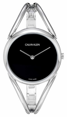 Calvin Klein Lady Women's Stainless Steel Bangle with Black Dial Watch -  ShopStyle