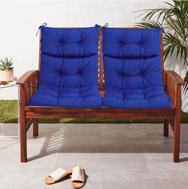 BAOUREBlueOutdoorChairCushion2PcsSetHighBackPatioChairCushionsRockingChairCushionsAdirondackCushionsforGardenOfficeChairUse