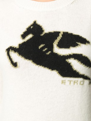 Etro Long Sleeved Ribbed-Knit Logo Jumper
