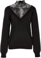 Thumbnail for your product : RED Valentino Lace-Trimmed Wool Sweater
