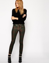 Thumbnail for your product : ASOS COLLECTION Lisbon Skinny Mid Rise Ankle Grazer Jeans in Mulled Plaid  Print