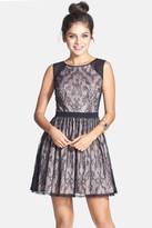 Thumbnail for your product : Aidan Mattox Aidan by Illusion Back Lace Fit & Flare Dress