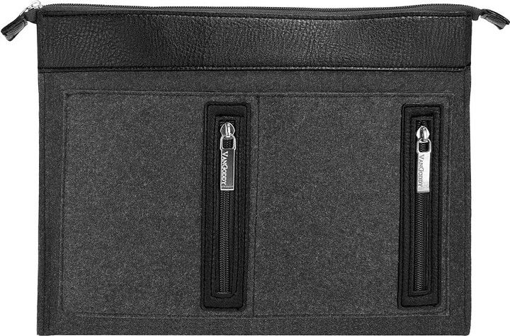 Vangoddy 16 Inch Woolen Felt Protective Weather-Resistant Laptop Bag Sleeve For Apple Macbook Pro 15" 2018 / 2016 With 4 Zippered Compartments For Chargers, Cables, And Accessories (Slate Gray)